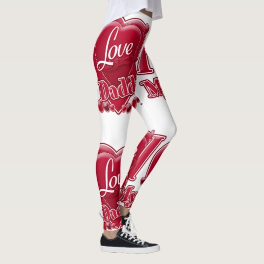 Leggings J'Aime Mon Papa Coeurs Rouges (Droite)