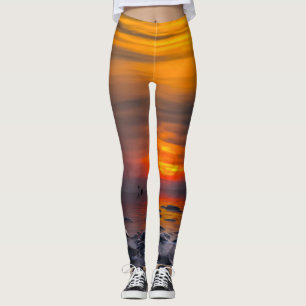 Leggings Jalons de la côte rocheuse du coucher de soleil