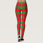 Leggings Jalons de Noël amusants de la Bow rouge et verte (Dos)