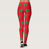 Leggings Jalons de Noël amusants de la Bow rouge et verte (Dos)