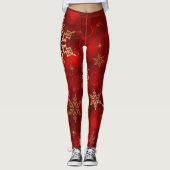 Leggings Jalons de Noël rouge et or VOTRE NOM (Devant)