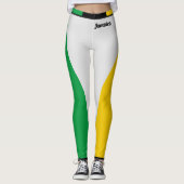 Leggings Jamaïque Couleurs Vert Noir & Or Sport Jamaïcain (Devant)