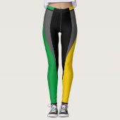 Leggings Jamaïque Couleurs Vert Noir & Or Sport Jamaïcain (Devant)