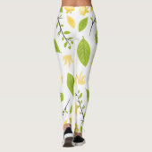Leggings Jambe blanche avec feuilles verts et fleur jaune (Dos)