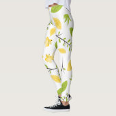 Leggings Jambe blanche avec feuilles verts et fleur jaune (Gauche)
