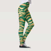 Leggings Jambe vert d'émeraude et zèbre d'or/jambe de tigre (Droite)