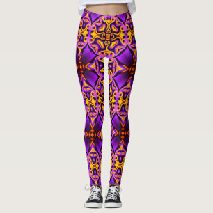 Leggings Jambes à motifs violets jaunes