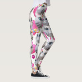 Leggings Jambes blanches de chat rose Meow (Droite)