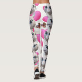 Leggings Jambes blanches de chat rose Meow (Dos)