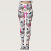 Leggings Jambes blanches de chat rose Meow (Devant)