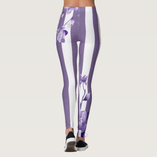 Leggings Jambes blanches florales violettes (Dos)
