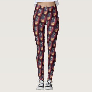 Leggings Jambes d'ananas rouges funky