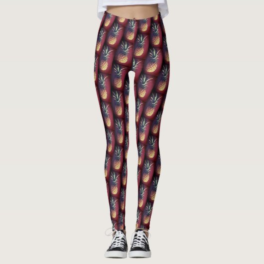 Leggings Jambes d'ananas rouges funky (Devant)
