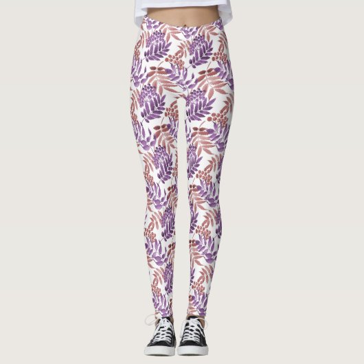 Leggings Jambes d'aquarelle violet/bronze (Devant)