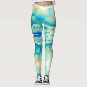 Leggings Jambes d'art Abstraites bleu turquoise