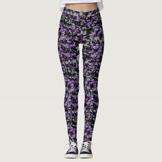 Leggings Jambes de camouflage des femmes Motifs violettes (Devant)