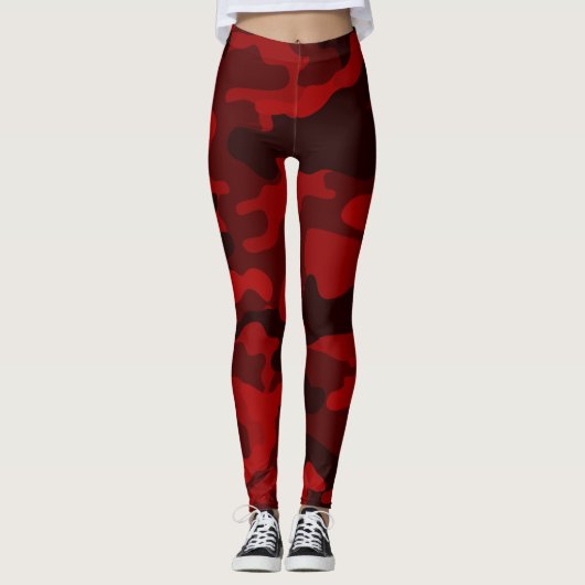 Leggings Jambes de camouflage rouge foncé (Devant)