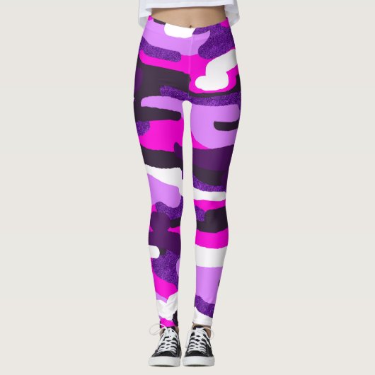 Leggings Jambes de camouflage violet (Devant)