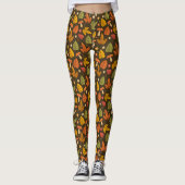 Leggings Jambes de champignons vert orange vibrant (Devant)