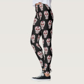 Leggings Jambes de crâne noir et rouge (Gauche)