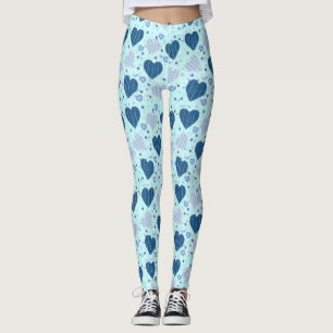 Leggings Jambes de femmes aux Coeurs Bleus