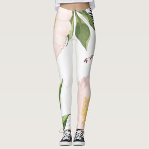 Leggings Jambes de femmes Bébé Cosmos rose sur blanc