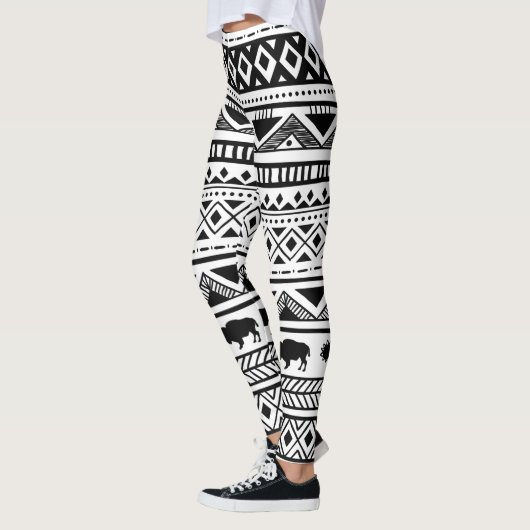Leggings Jambes de femmes Boho Buffalo Motif tribal Bohem (Gauche)