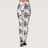 Leggings Jambes de femmes Damas roses/blanches (Dos)
