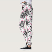 Leggings Jambes de femmes Damas roses/blanches (Gauche)