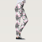 Leggings Jambes de femmes Damas roses/blanches (Droite)