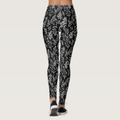 Leggings Jambes de femmes feuille blanche noire (Dos)