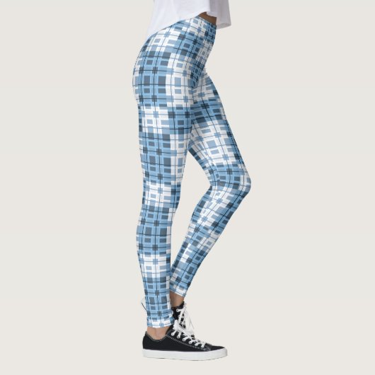 Leggings Jambes de femmes - Plaid bleu (Droite)