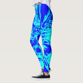 Leggings Jambes de fleurs psychédéliques Aqua et Royal Blue (Gauche)