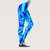 Leggings Jambes de fleurs psychédéliques Aqua et Royal Blue (Droite)