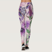 Leggings Jambes de fleurs Roses violettes (Dos)
