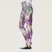 Leggings Jambes de fleurs Roses violettes (Gauche)