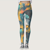 Leggings Jambes de Motif Abstrait Palm Leaf (Devant)