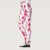Leggings Jambes de Noël des femmes roses rouges (Gauche)