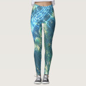 Leggings Jambes de palmier vert pâle (Devant)
