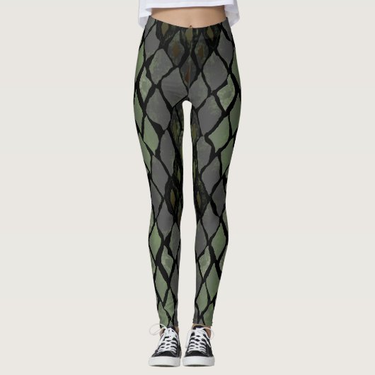 Leggings Jambes de serpent vert (Devant)