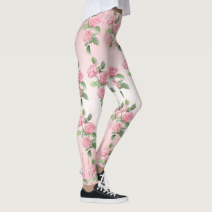 Leggings Jambes de yoga Roses roses et Parties scintillant 