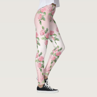 Leggings Jambes de yoga Roses roses et Parties scintillant 