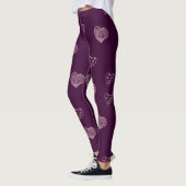 Leggings Jambes des Coeurs de Doodle violet (Gauche)