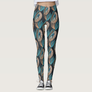 Leggings Jambes des femmes Aqua/ Peacock Brown
