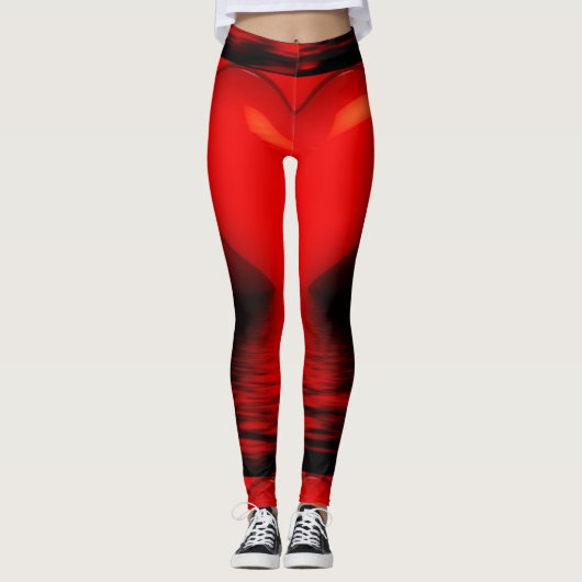 Leggings Jambes des femmes du coeur rouge (Devant)