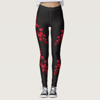 Leggings Jambes en forme de coeur rouge