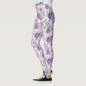 Leggings Jambes florales violettes Roses (Gauche)