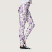 Leggings Jambes florales violettes Roses (Droite)