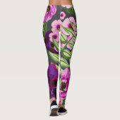 Leggings Jambes florales violettes, roses, vertes (Dos)
