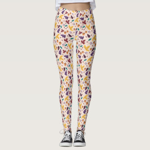 Leggings Jambes Motifs jaunes de feuilles chocolatées